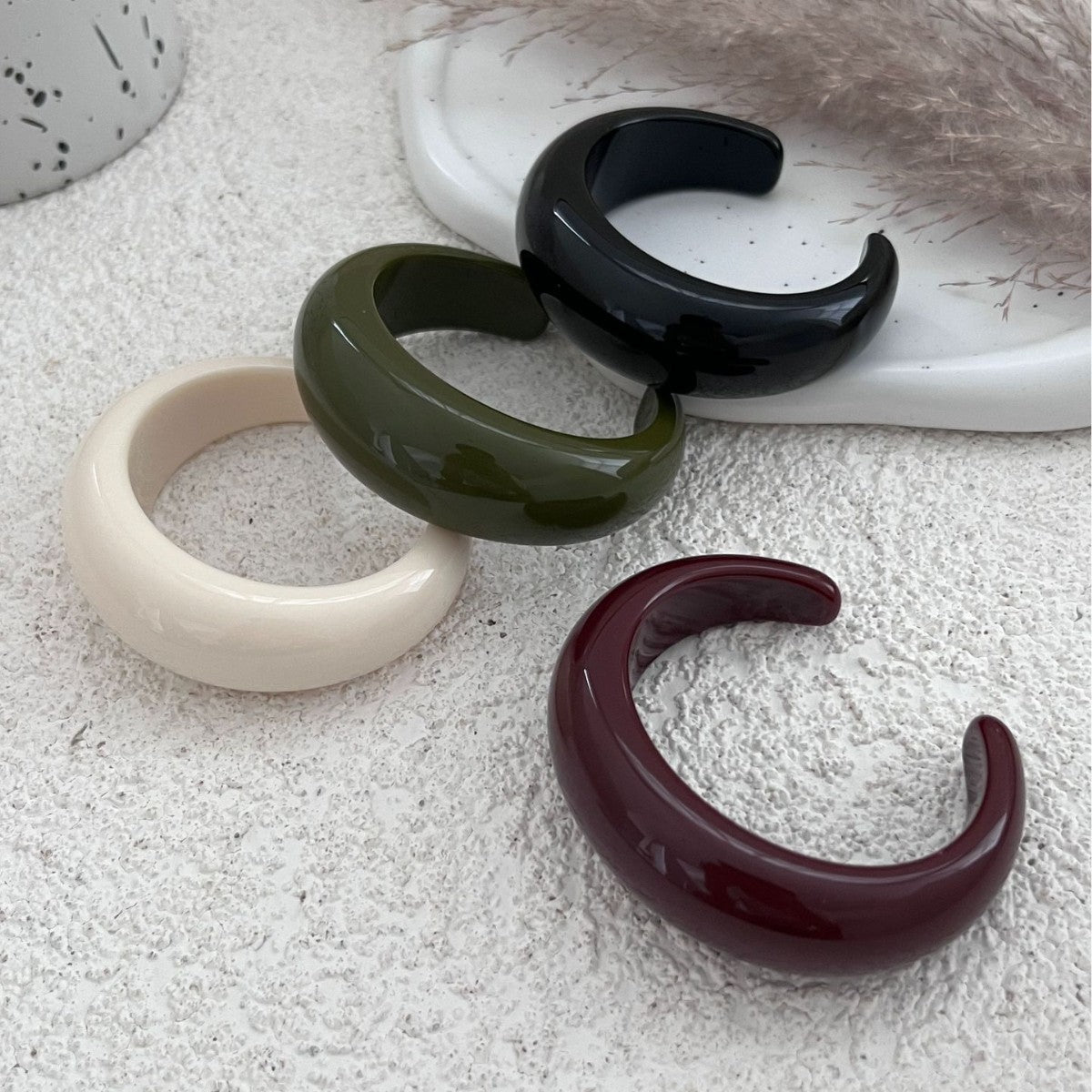Vintage French Minimalist Round Open Bangle Bracelet