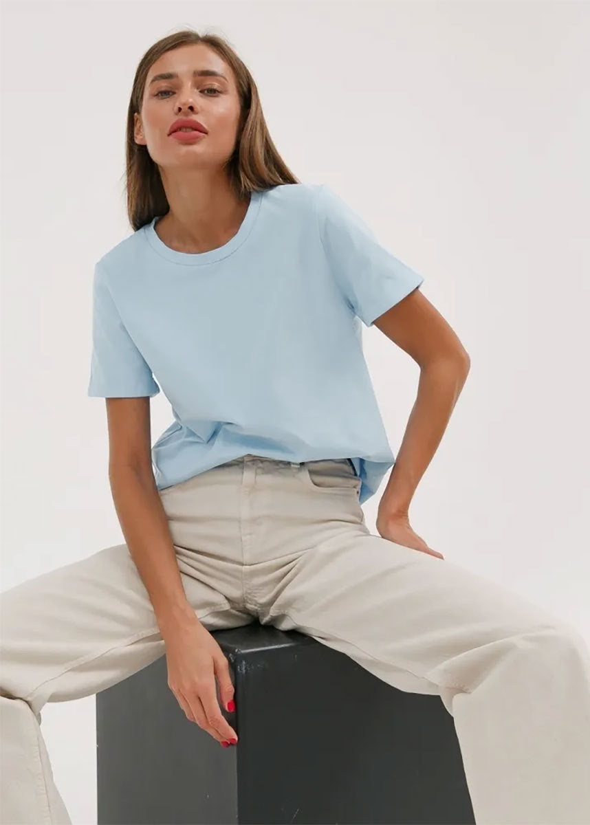 Crew Neck Cotton Tee Soft Breathable Fabric