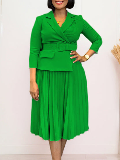 Elegant Blazer Dress With Pleats For Women