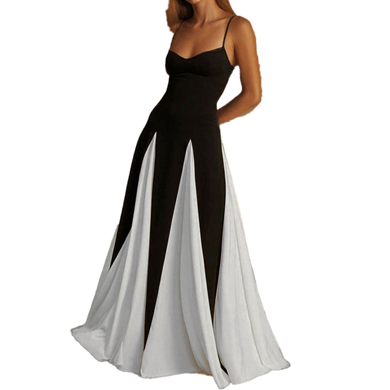 New Women's Casual A-Line Dress Solid Color Pleated Maxi Dress