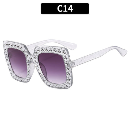Colorful Bling Square Sunglasses Retro UV400 Protection