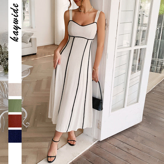 Casual V Neck A-Line Maxi Dress for Women