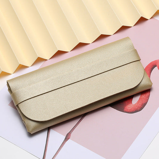 Trendy Portable Sunglasses Case Genuine Leather Eyewear Pouch