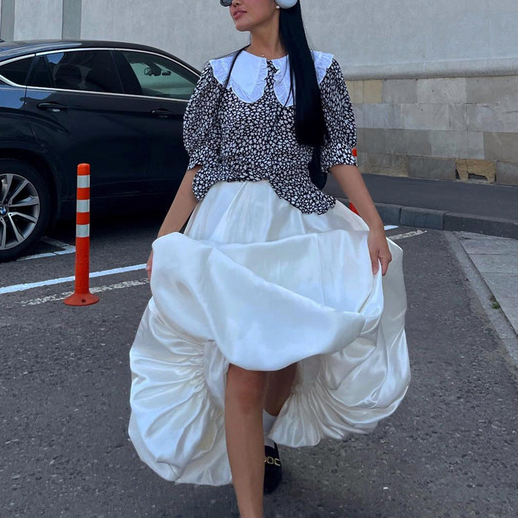 Balloon Skirt Stylish Casual Solid High-Waisted Fluffy Skirt