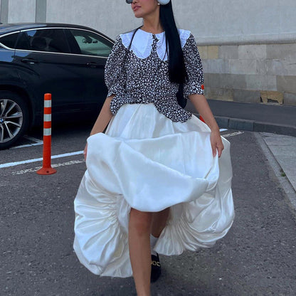 Balloon Skirt Stylish Casual Solid High-Waisted Fluffy Skirt