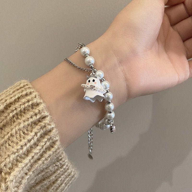 Halloween Cute Ghost Beaded Chain Bracelets