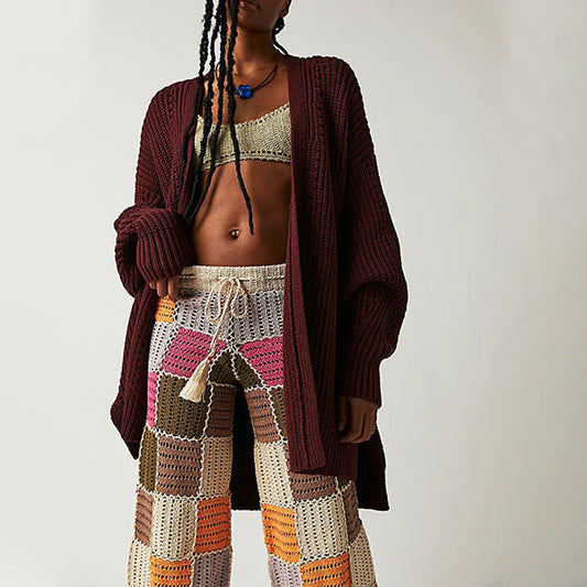 Solid Color Pocket Sweater Cardigan