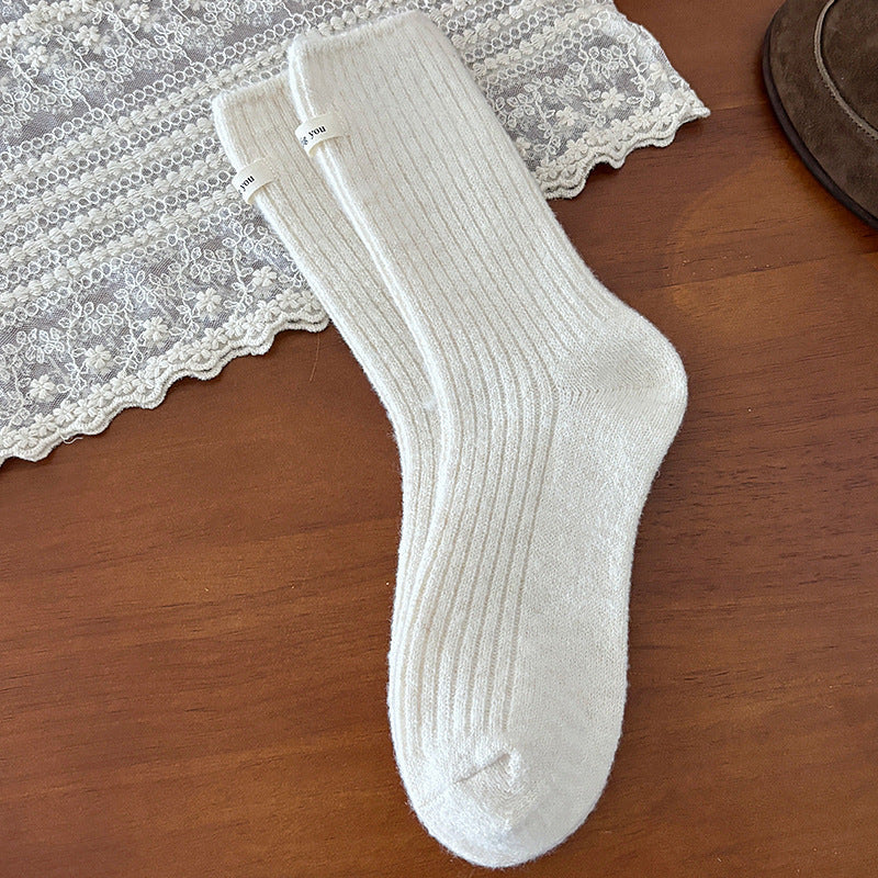 Winter Thermal Solid Color Crew Socks