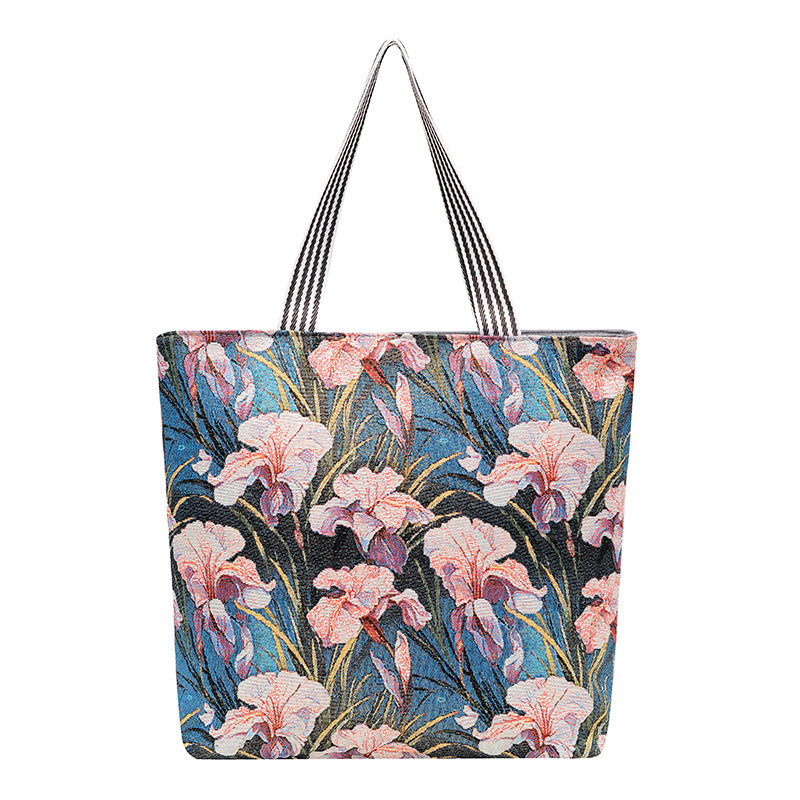 Cartoon Embroidered Canvas Tote Bag Stylish Soft Carryall