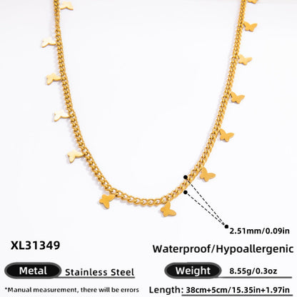 Geometric Pearl Pendant Necklace Stainless Steel 18K Gold Layered Design