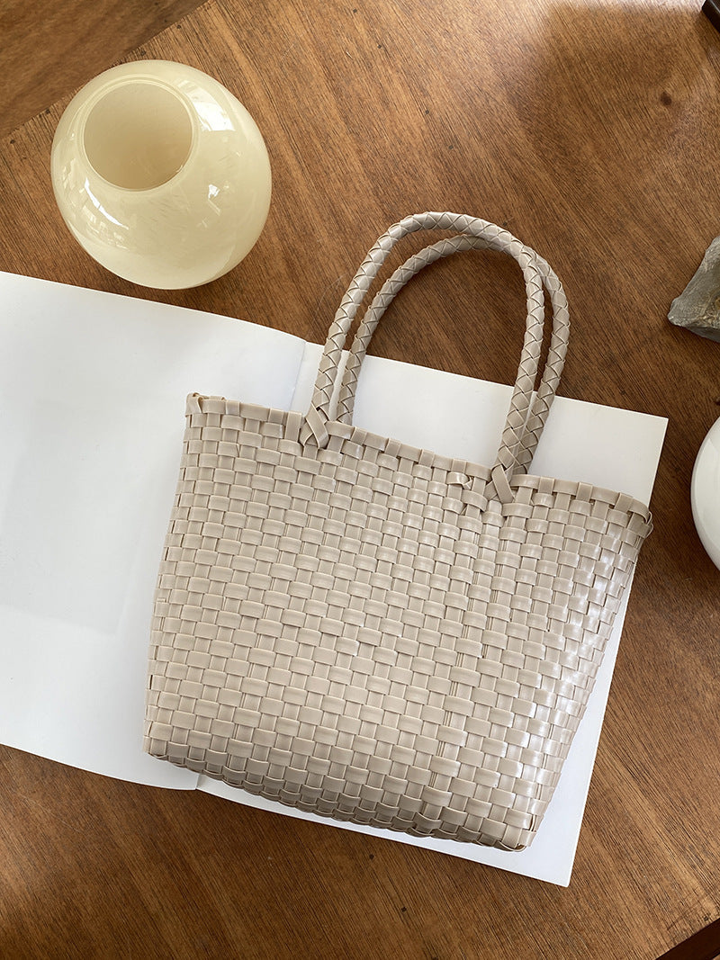 Summer Straw Tote Bag Handmade PVC Beach Shoulder Bag
