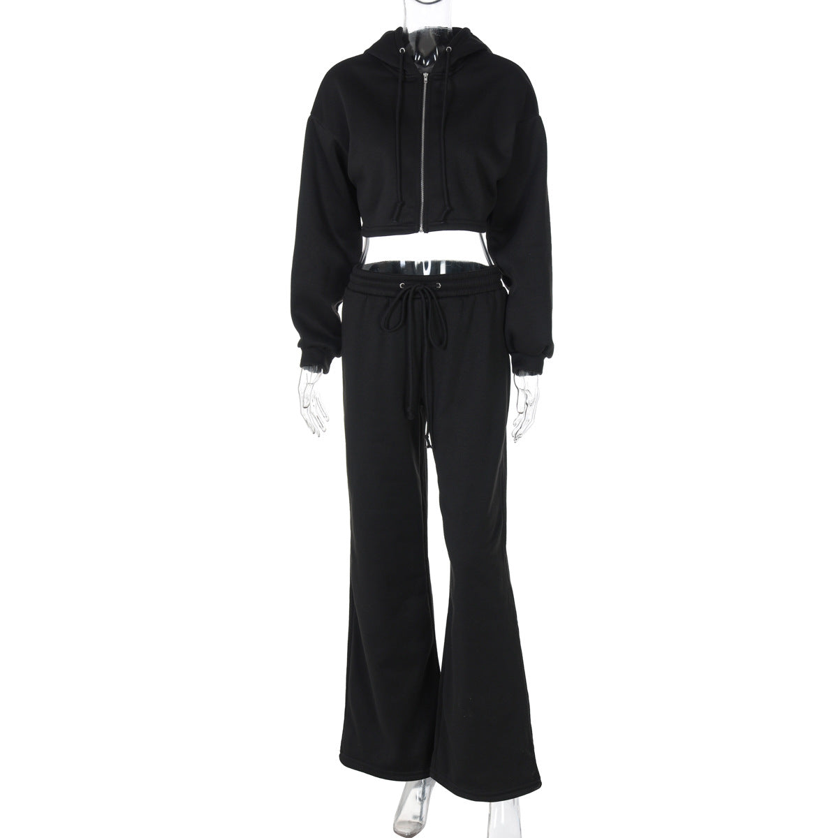 Fashionable Cropped Hoodie & Slim Fit Pants Set