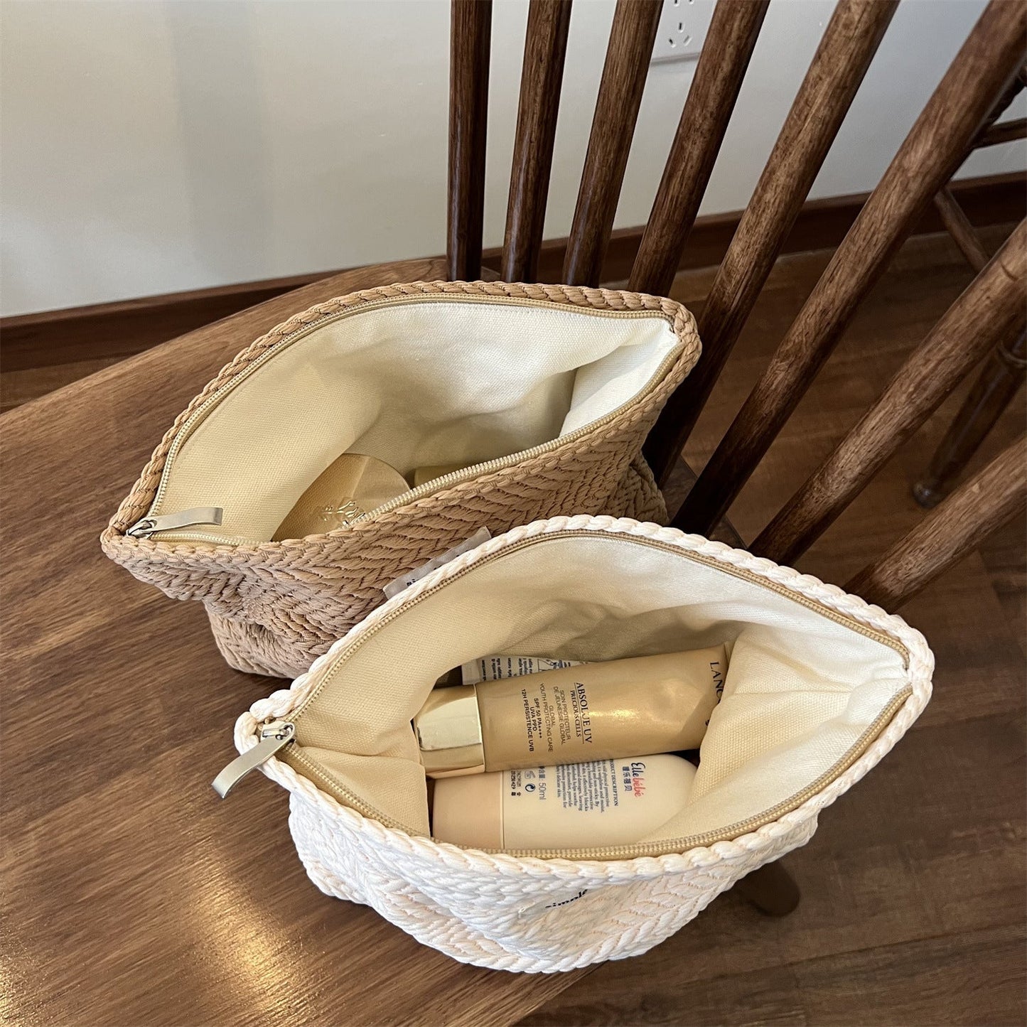 Solid Color Portable Makeup Bag