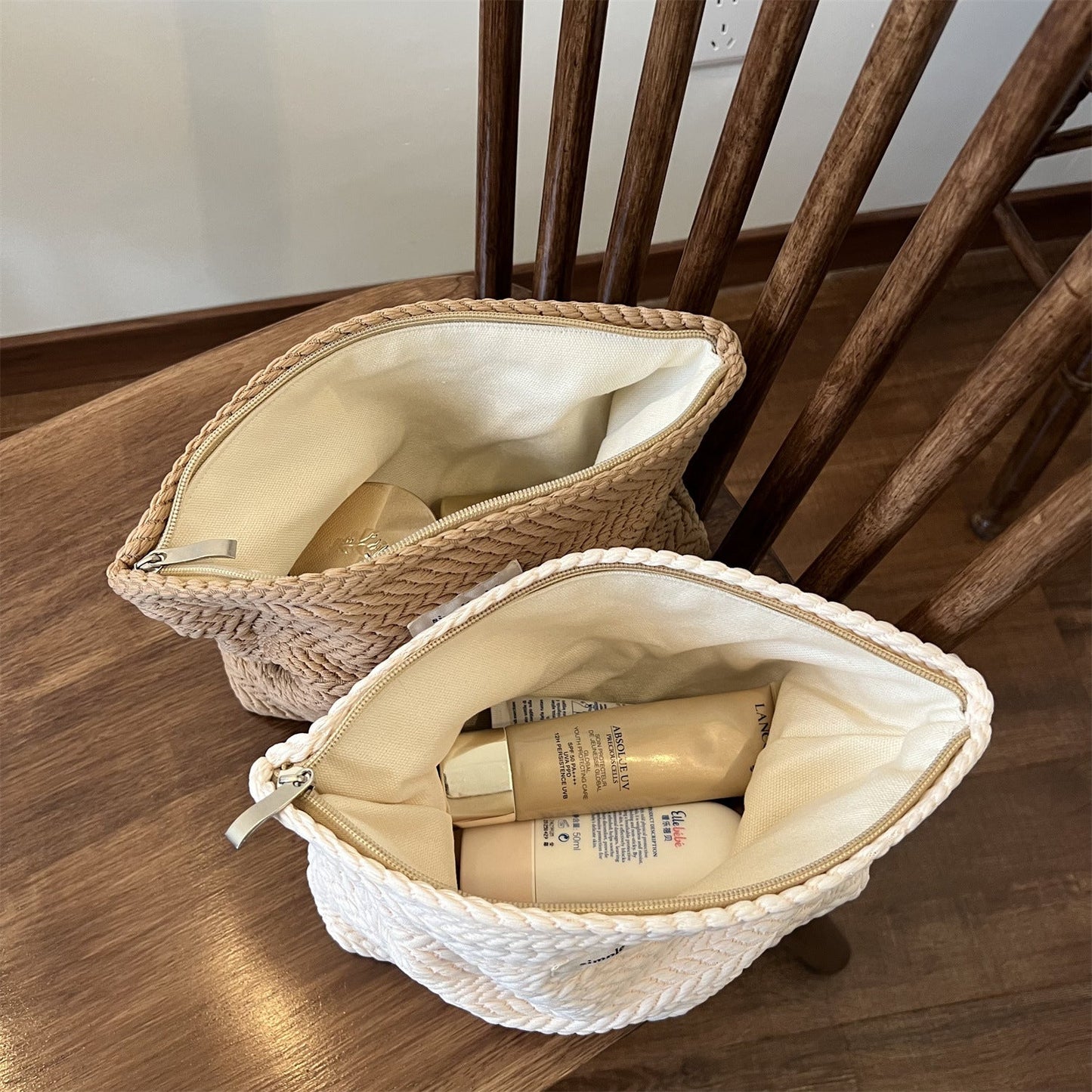Solid Color Portable Makeup Bag