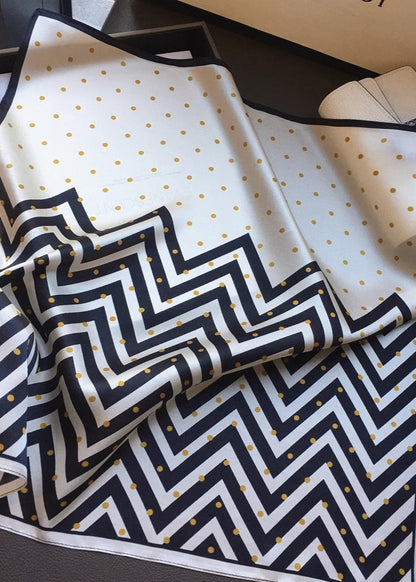 Silk Square Scarf Polka Dot Chevron Design