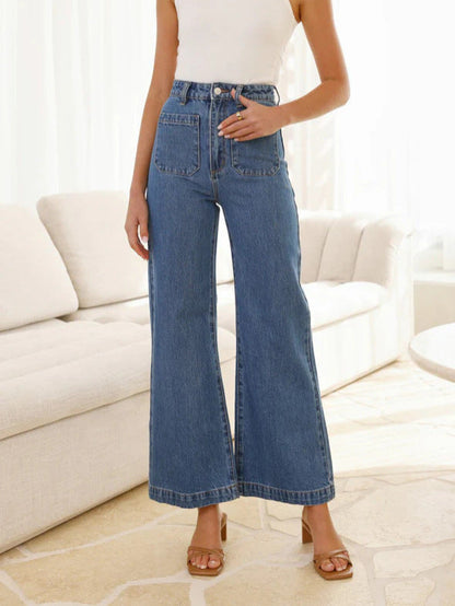 Trendy Casual Loose-Fit Denim Straight Leg Pants