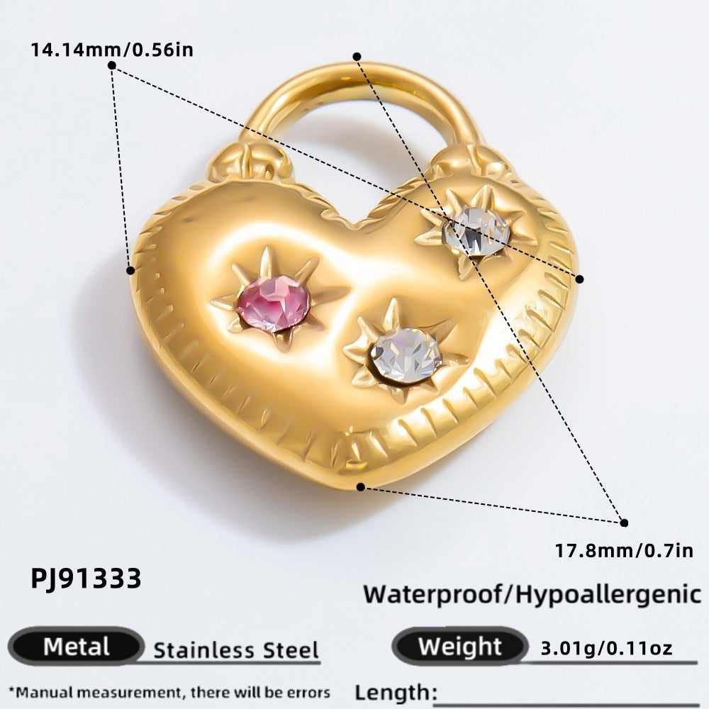 Heart-Shaped 18K Gold Stainless Steel Pendant Necklace
