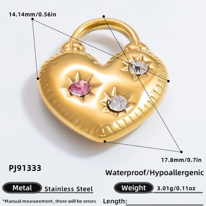Heart-Shaped 18K Gold Stainless Steel Pendant Necklace