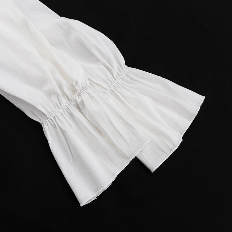 V-Neck Flounce Solid Color Mini Dress