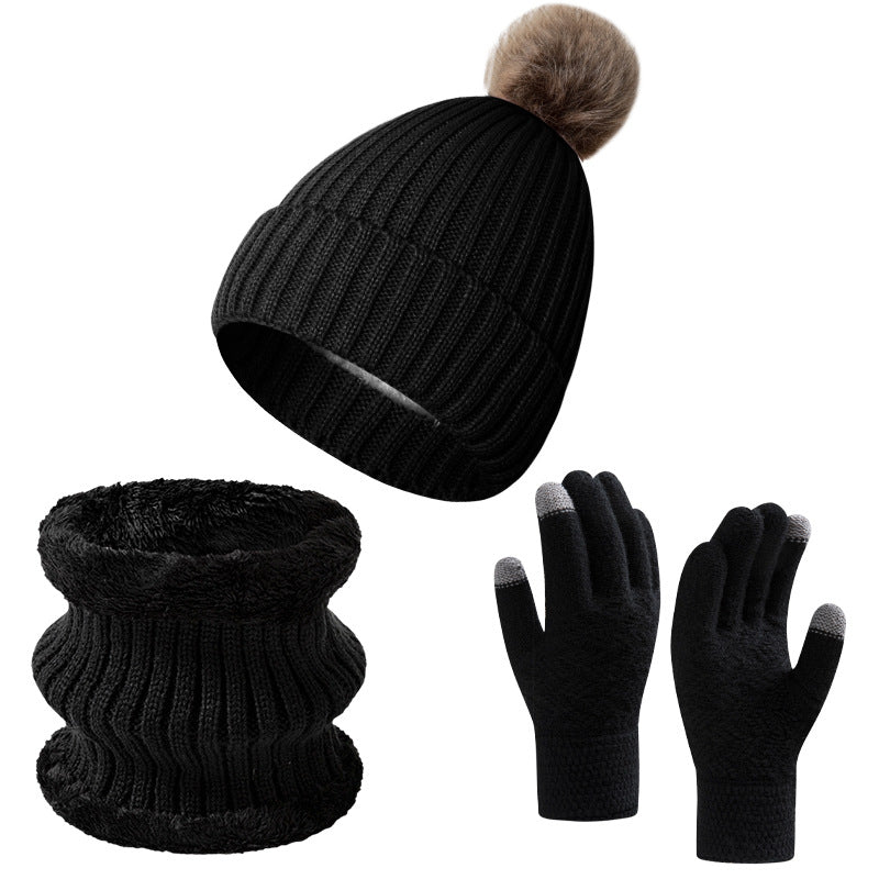 Warm Knitted Winter Scarf, Hat, and Gloves Set