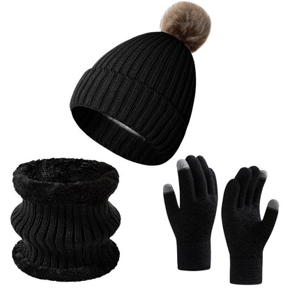 Warm Knitted Winter Scarf, Hat, and Gloves Set