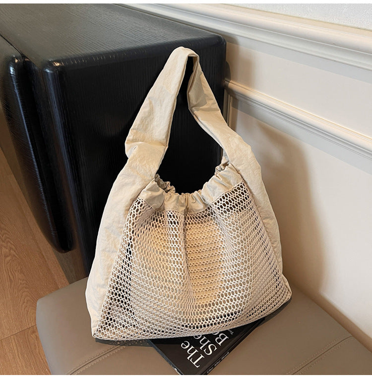 Hollow Nylon Tote Bag Stylish Casual Large Capacity Shoulder Bag