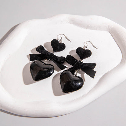 Vintage Minimalist Bow Heart Earrings Acrylic Valentine Jewelry