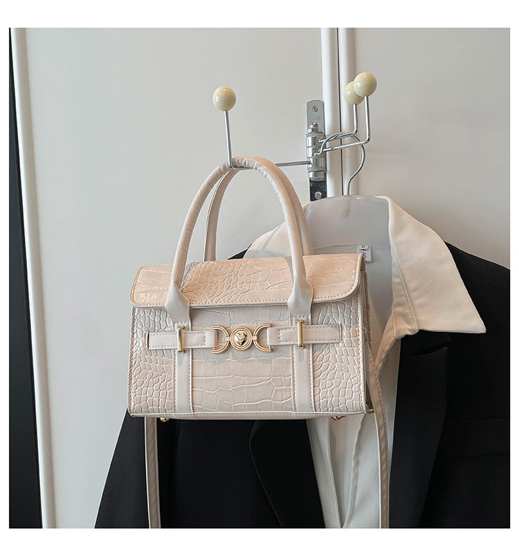 Retro Croc-Embossed Shoulder Bag Stylish Casual Tote
