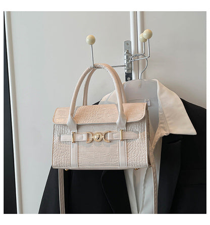 Retro Croc-Embossed Shoulder Bag Stylish Casual Tote