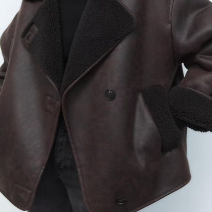 Oversized Plush Faux Suede Winter Coat