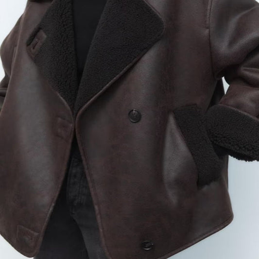 Oversized Plush Faux Suede Winter Coat