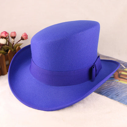 Fashionable Wool Felt Bowler Hat with Bow Decoration