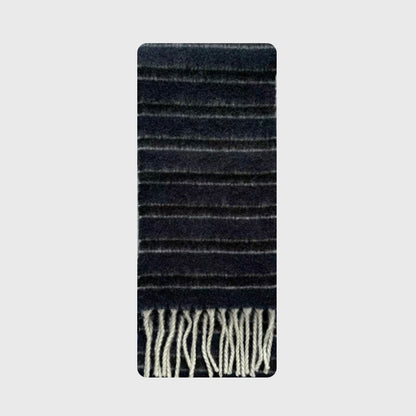 Colorful Striped Wool Blend Scarf With Fringe