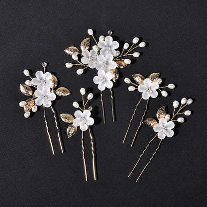 Flower Leaf U-Shaped Hair Pins Bridal Hair Accessories