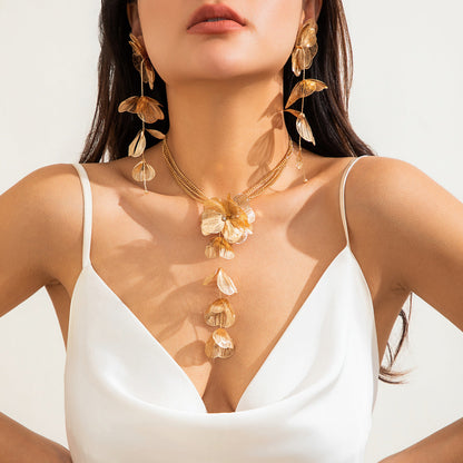 Ginkgo Leaf Tassel Necklace Vintage Choker For Women