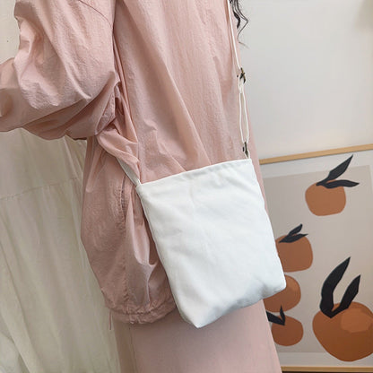 Adjustable White Canvas Crossbody Bag Minimalist Large Capacity