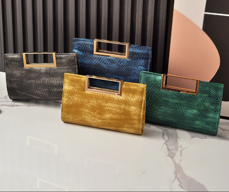 Classic Leather Clutch Bag Crocodile Pattern PU Evening Purse