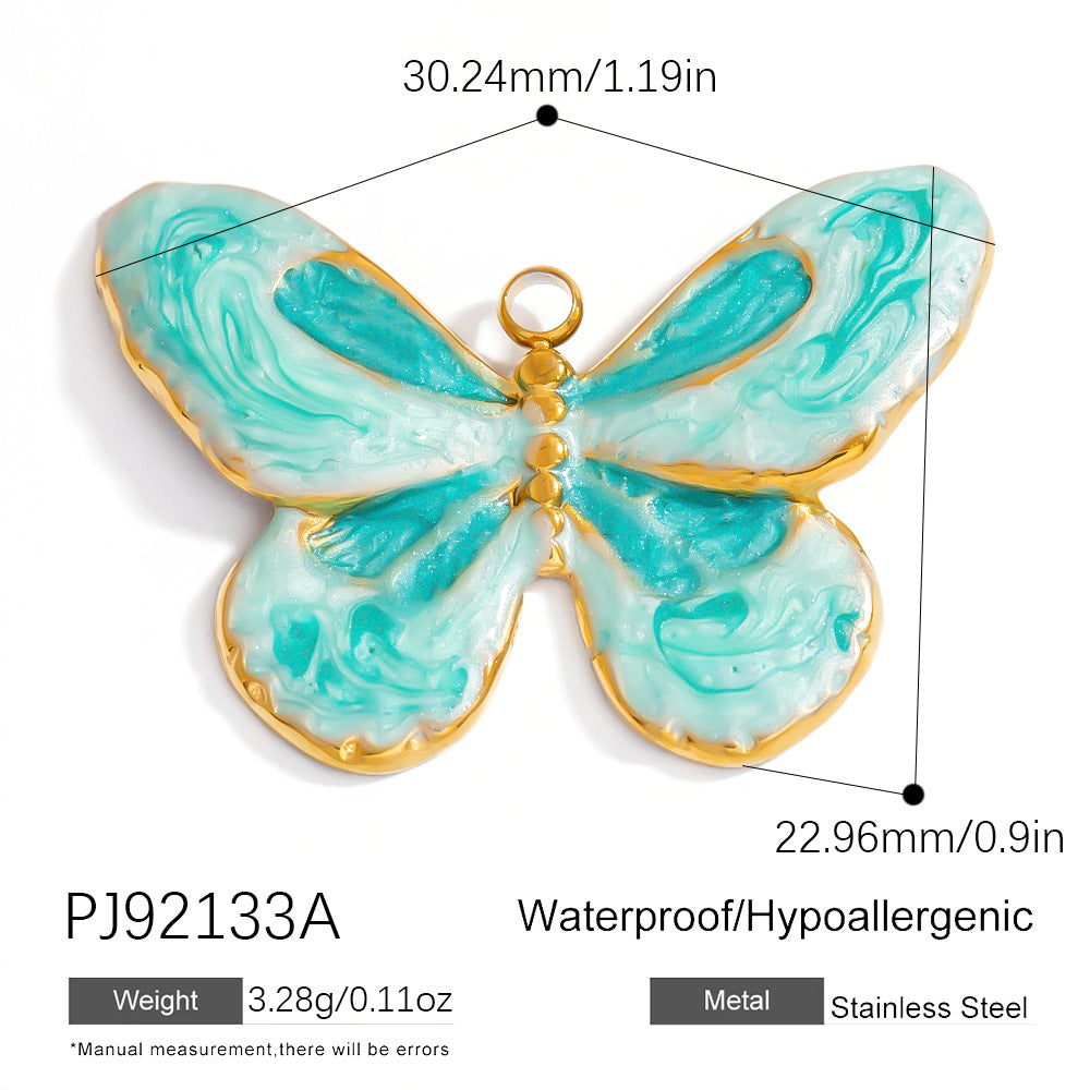 DIY Gradient Butterfly Flower Stainless Steel Pendants