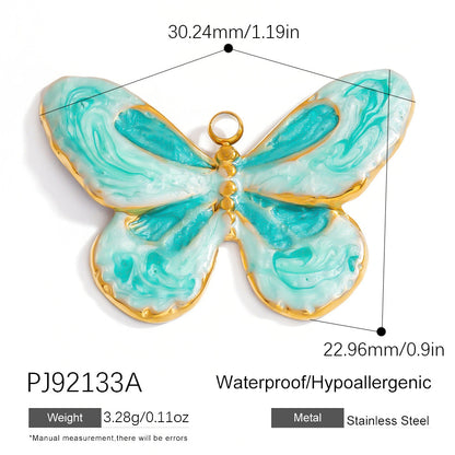DIY Gradient Butterfly Flower Stainless Steel Pendants