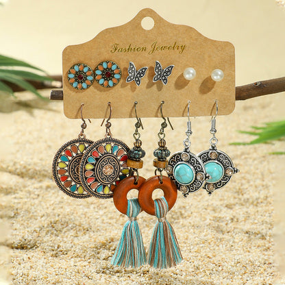 Bohemian Tassel Earrings Set Vintage Style Fashion Jewelry