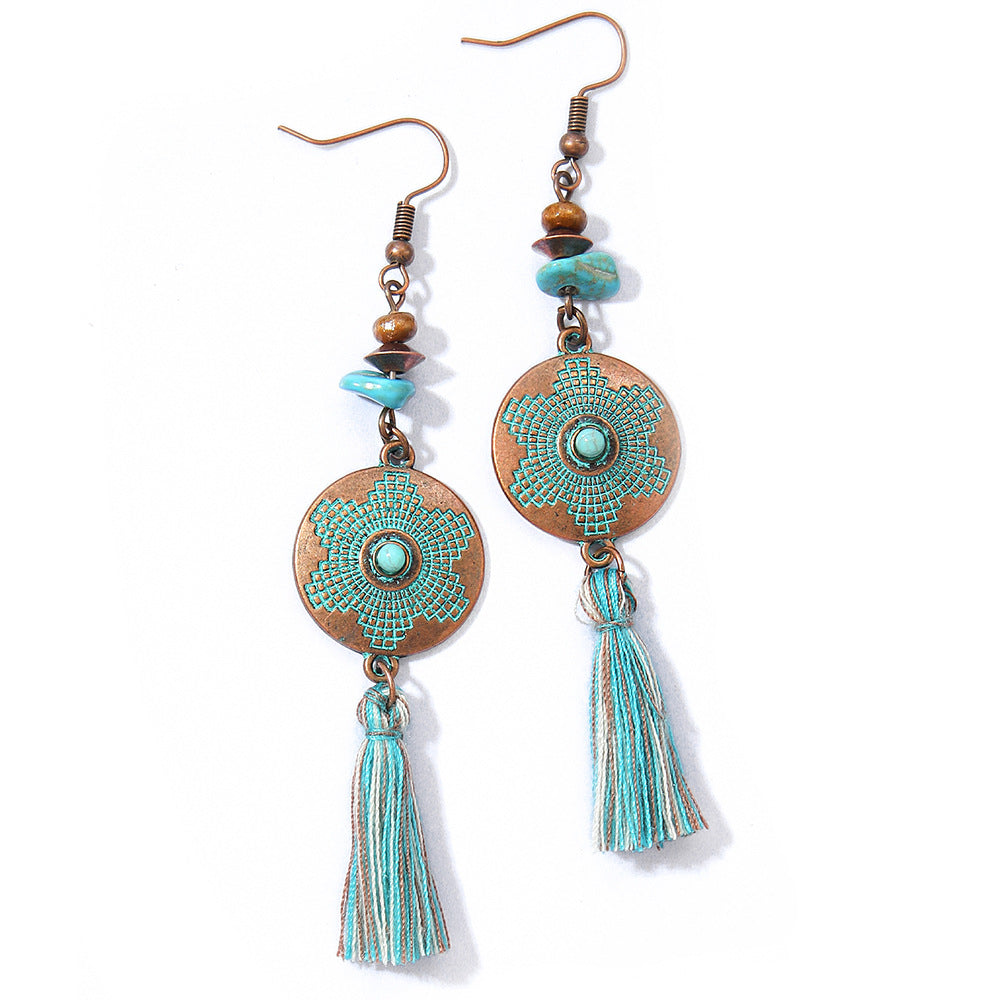Bohemian Retro Tassel Earrings Vintage Style Travel Accessories