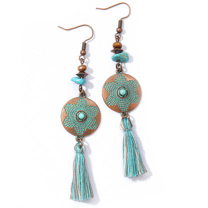 Bohemian Retro Tassel Earrings Vintage Style Travel Accessories