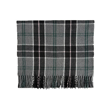 Classic Gray Plaid Scarf Unisex Warm Wool Blend Winter Accessory