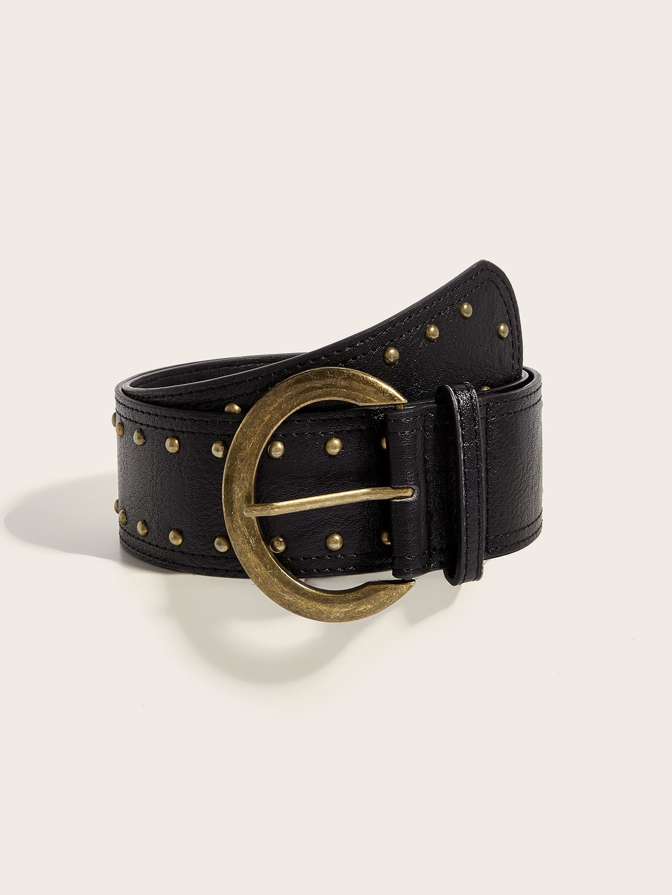 Punk Studs Leather Wide Belt