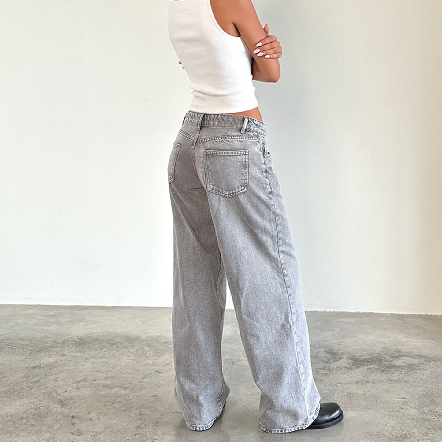 Vintage Low Rise Wide Leg Denim Jeans