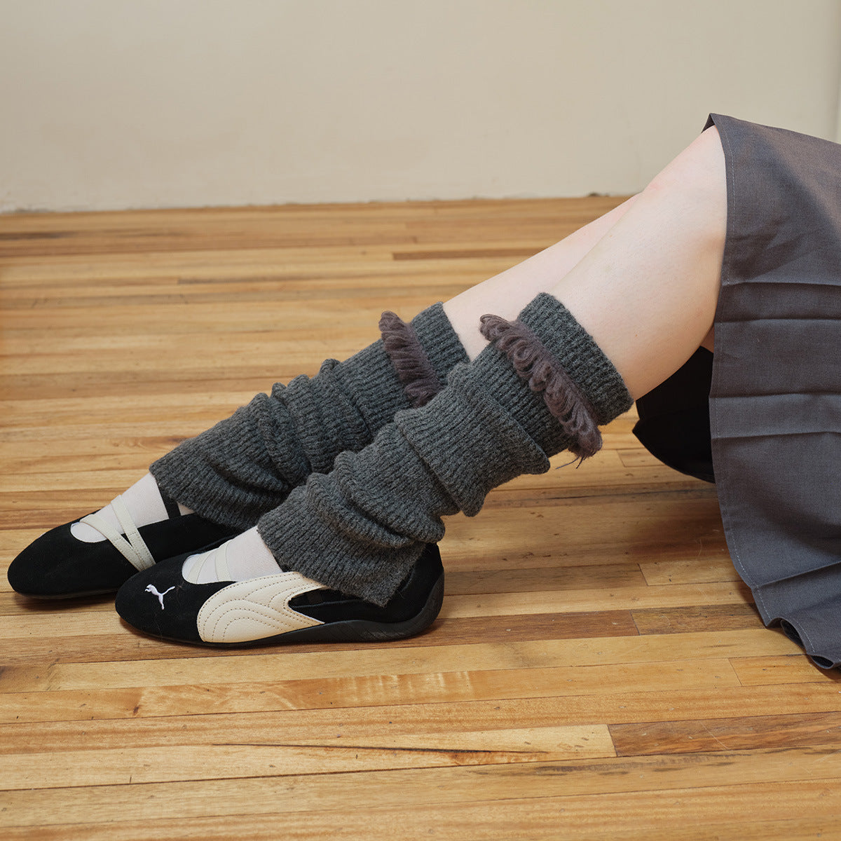 Warm Wool Blend Knit Leg Warmers for Women