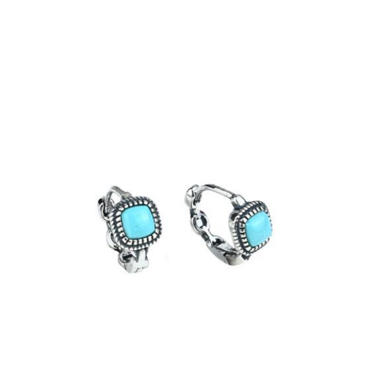 Ethnic Style High Value Light Luxury Bohemian Style Niche Design Red And Green Stone Double Earrings Ear Buckle Tibetan Style