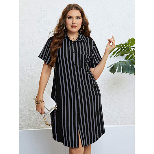 Casual Striped Shirt Dress for Women