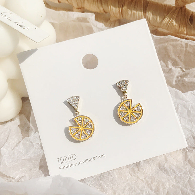 Needle Fruit Lemon Slice Earrings Exquisite Japanese And Korean Simple And Cute Earrings Fresh Earrings