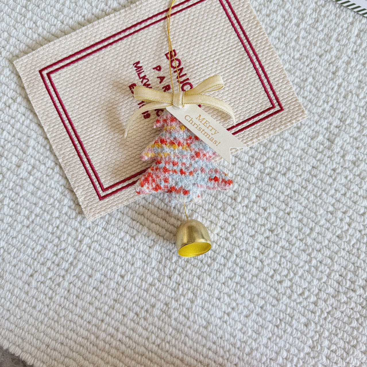 Cute Handmade Christmas Tree Bell Wall Hanging